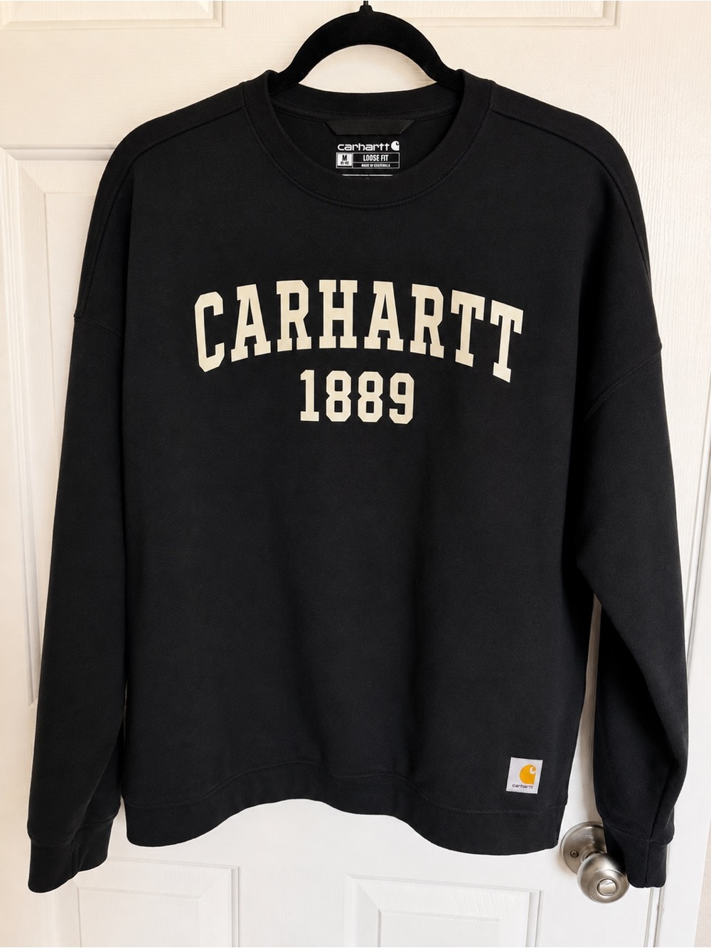 Carhartt Black Crewneck Sweatshirt with Cream 'Carhartt 1889' Logo